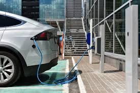 Corporate office EV charging station for employee electric vehicles and sustainability